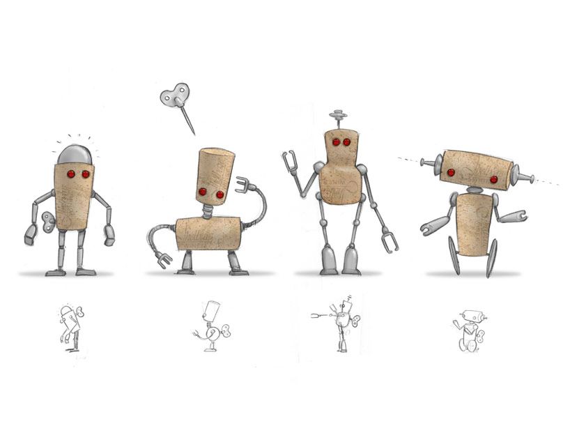 Monkey Business Corkers Robots Fun DIY Wine Bottle Cork Puzzle Gimmick